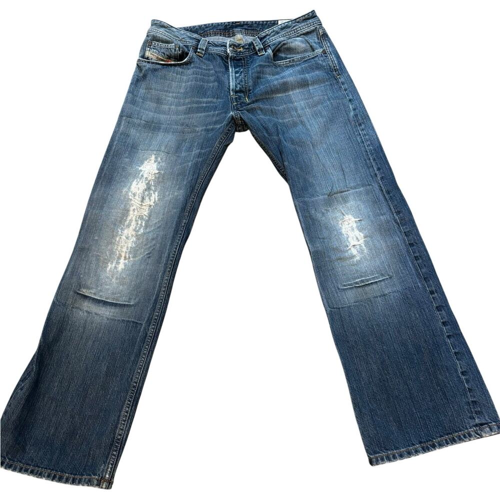 Diesel Italy Low Rise Straight Jeans 32x29.5 Distressed Y2K Levan Cotton*